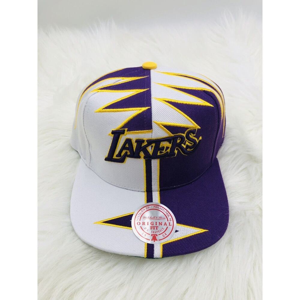 Mitchell & Ness Los Angeles Lakers Shockwave Snapback Hat Purple White MM21058